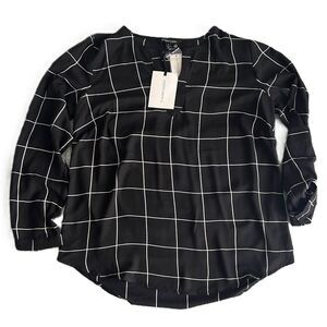 41 Hawthorn Grid Print Blouse – Black/White – Women’s M (NWT)